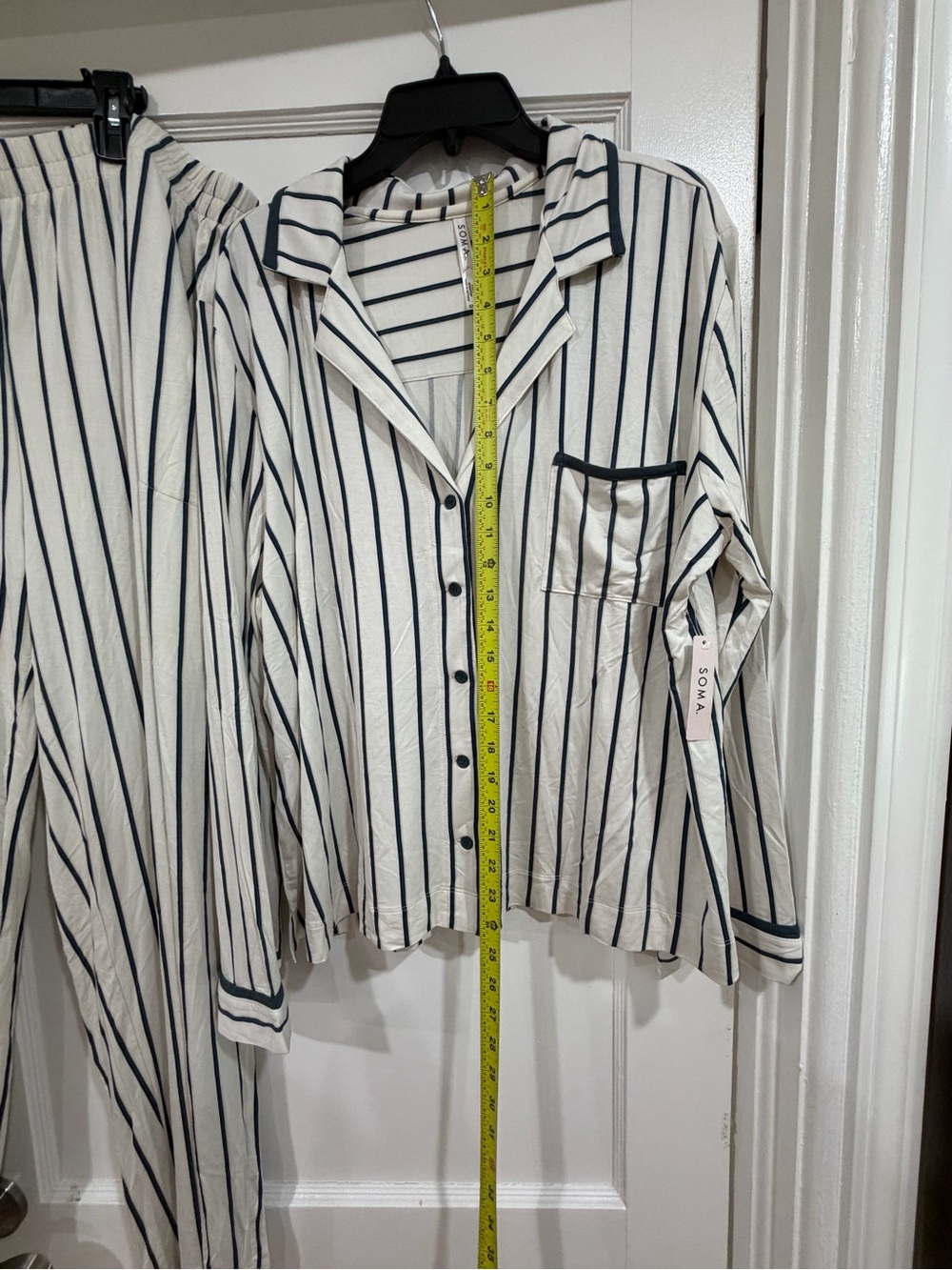 Soma Cream and Black Striped Button-Up Pajama Set - Picture 7 of 10